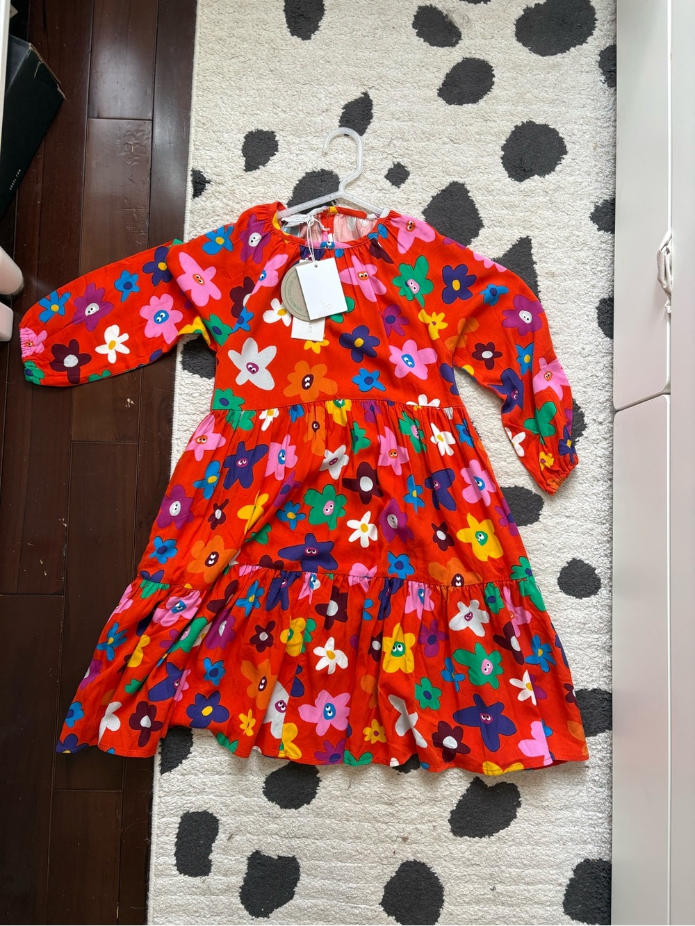 NWT Stella McCartney Girls' Bright Red Floral dress (Size 6 years)